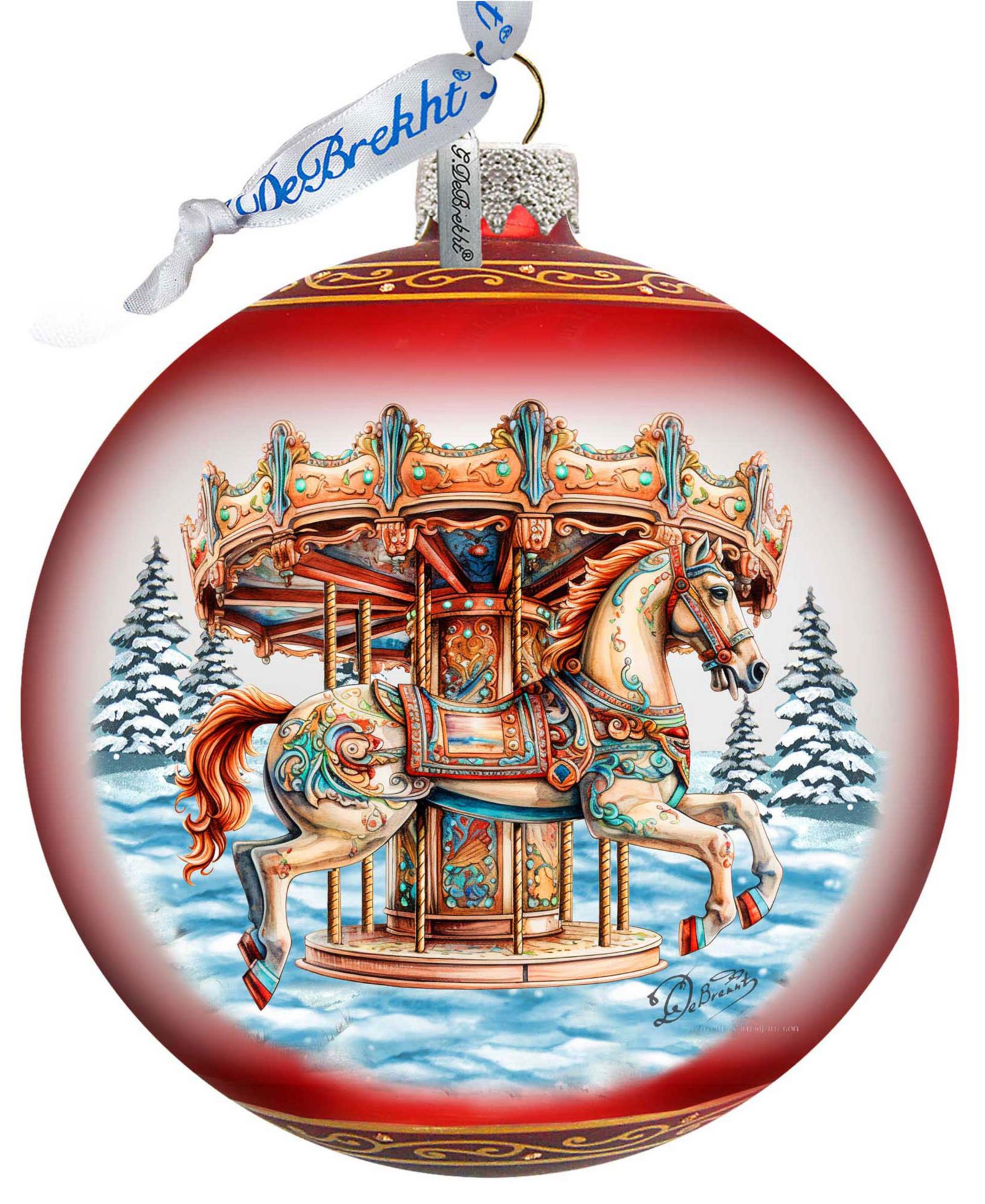 Стеклянное украшение G. Debrekht Winter Wonderland Carousel Christmas