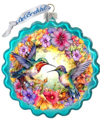 Елочное украшение G.DeBrekht Hummingbirds Wreath Glass Christmas Ornament
