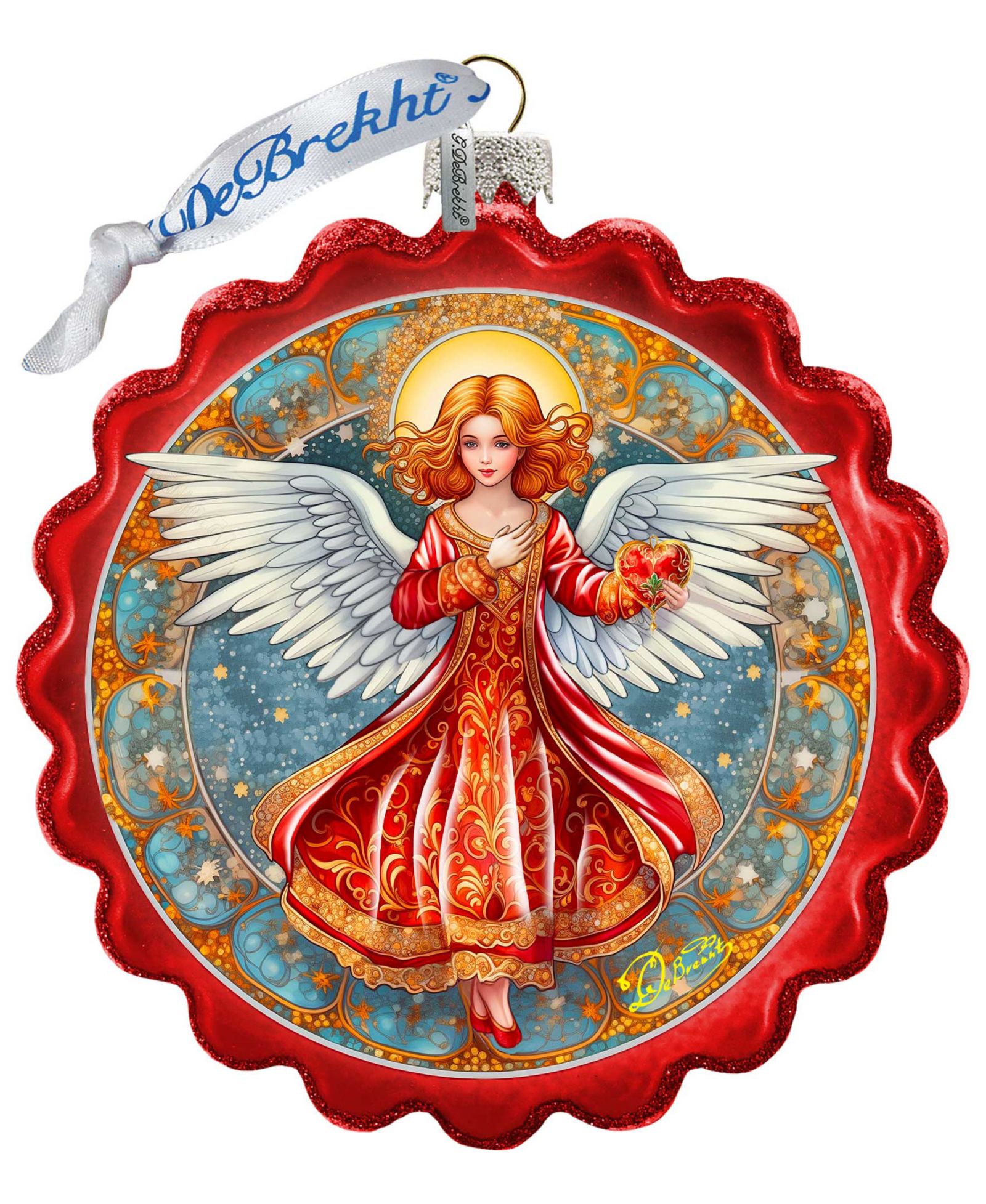 G.DeBrekht Angel with Love Glass Christmas Ornament