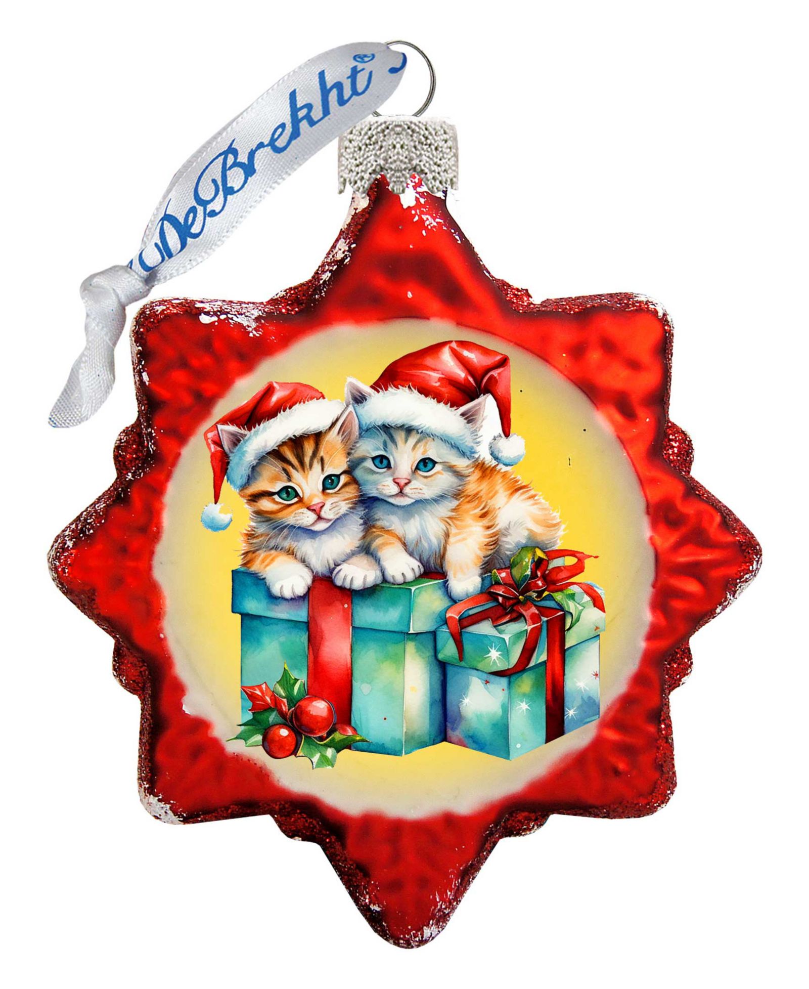 Стеклянное украшение Designocracy Kittens and Gifts Holiday Glass Ornament