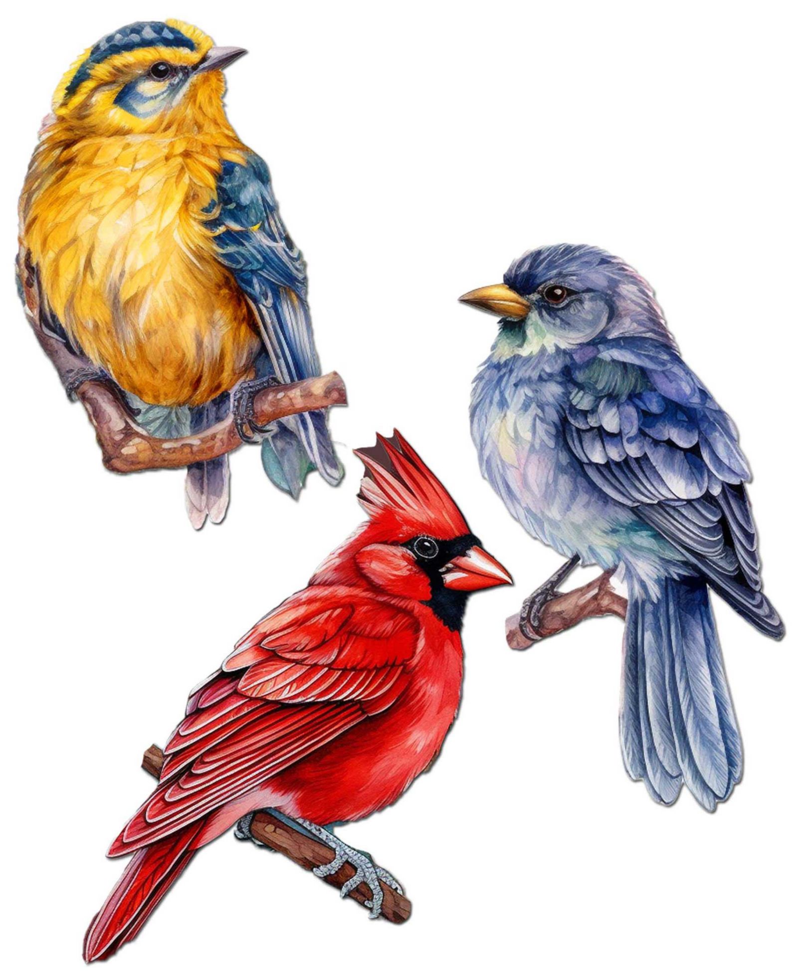 Деревянные елочные украшения Designocracy Winter Birds, набор 3 шт.