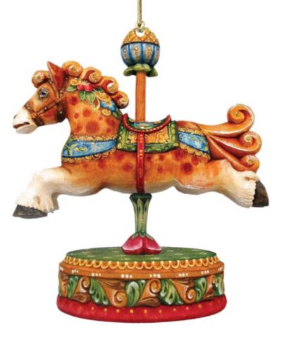 Designocracy Curly Carousel Pony Christmas Ornament