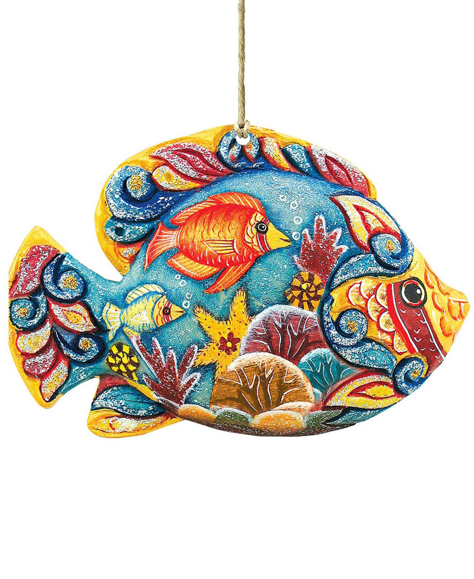 Designocracy Tropical Fish Wooden Christmas Ornament