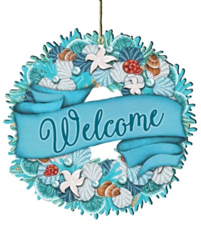 Designocracy Welcome Wreath Wooden Ornament