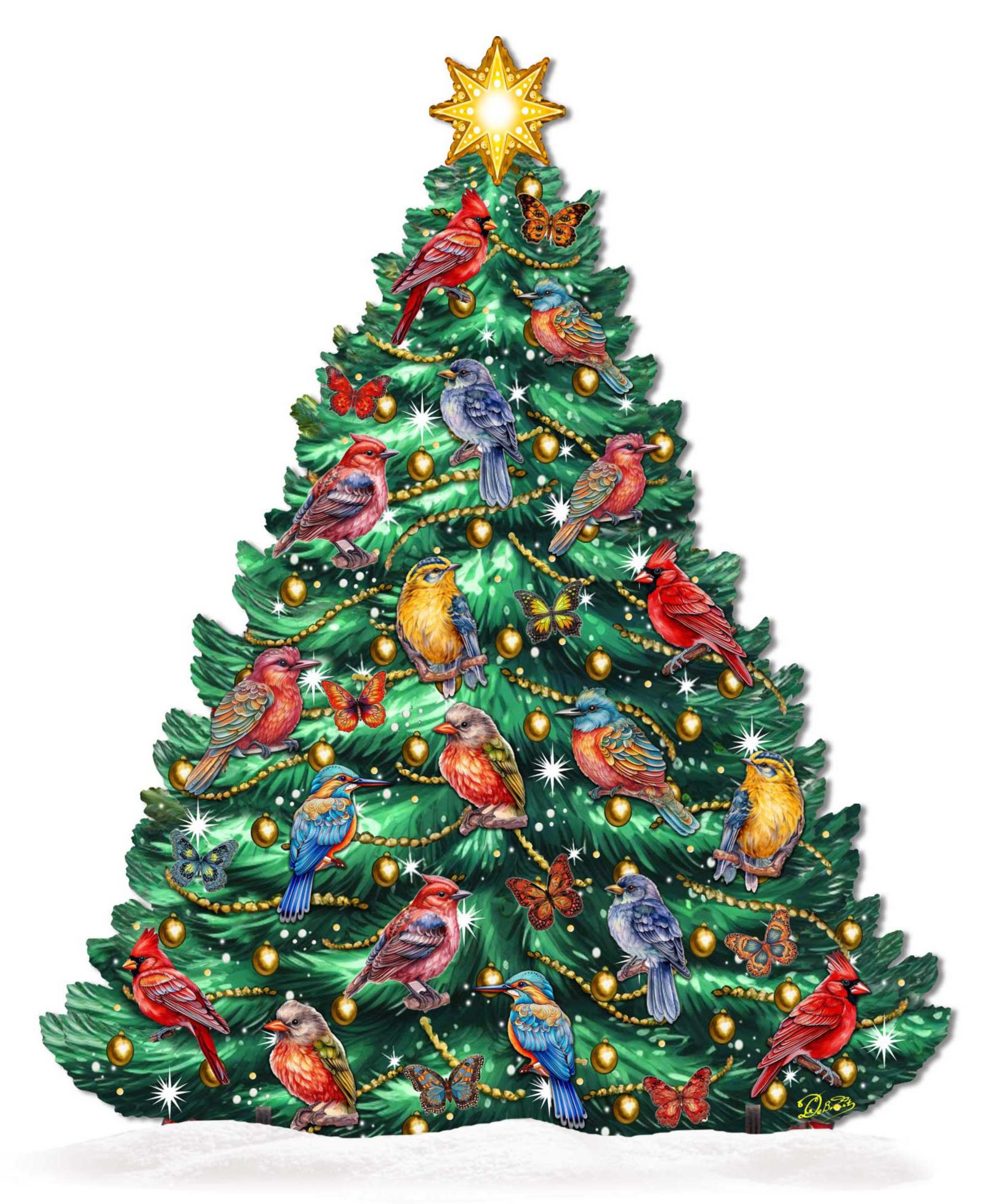 Designocracy Christmas Birds Tree Holiday Décor