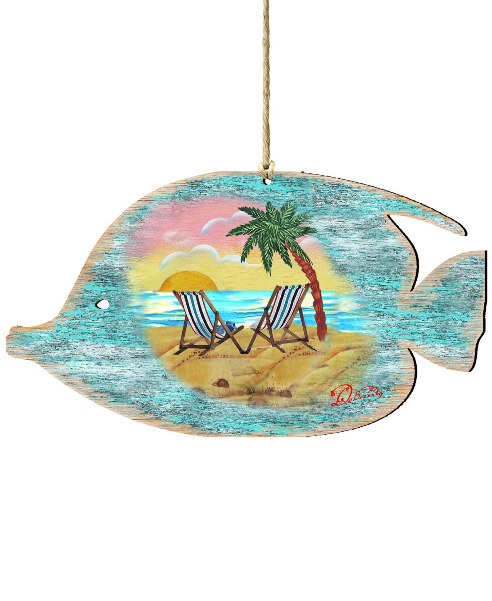 Designocracy Rustic Tropical Fish Wooden Ornament
