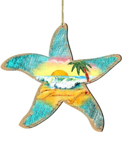 Деревянное рождественское украшение Designocracy Starfish Scenic