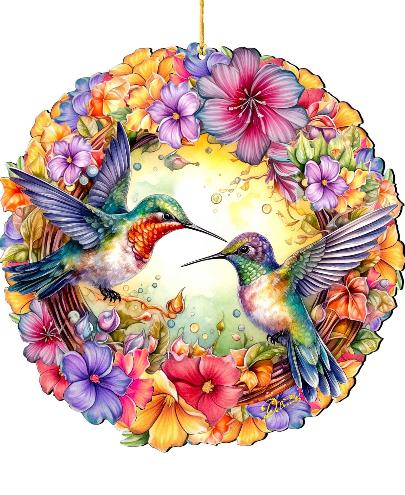 Designocracy Hummingbirds Wreath Christmas Ornament
