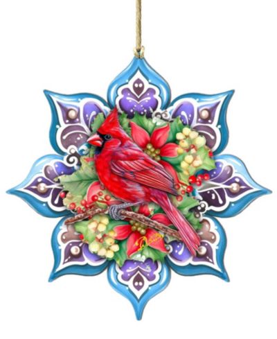 Designocracy Cardinal Snowflake Christmas Ornament