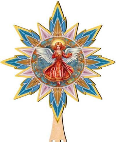Designocracy Angel with Love Wooden Tree Topper