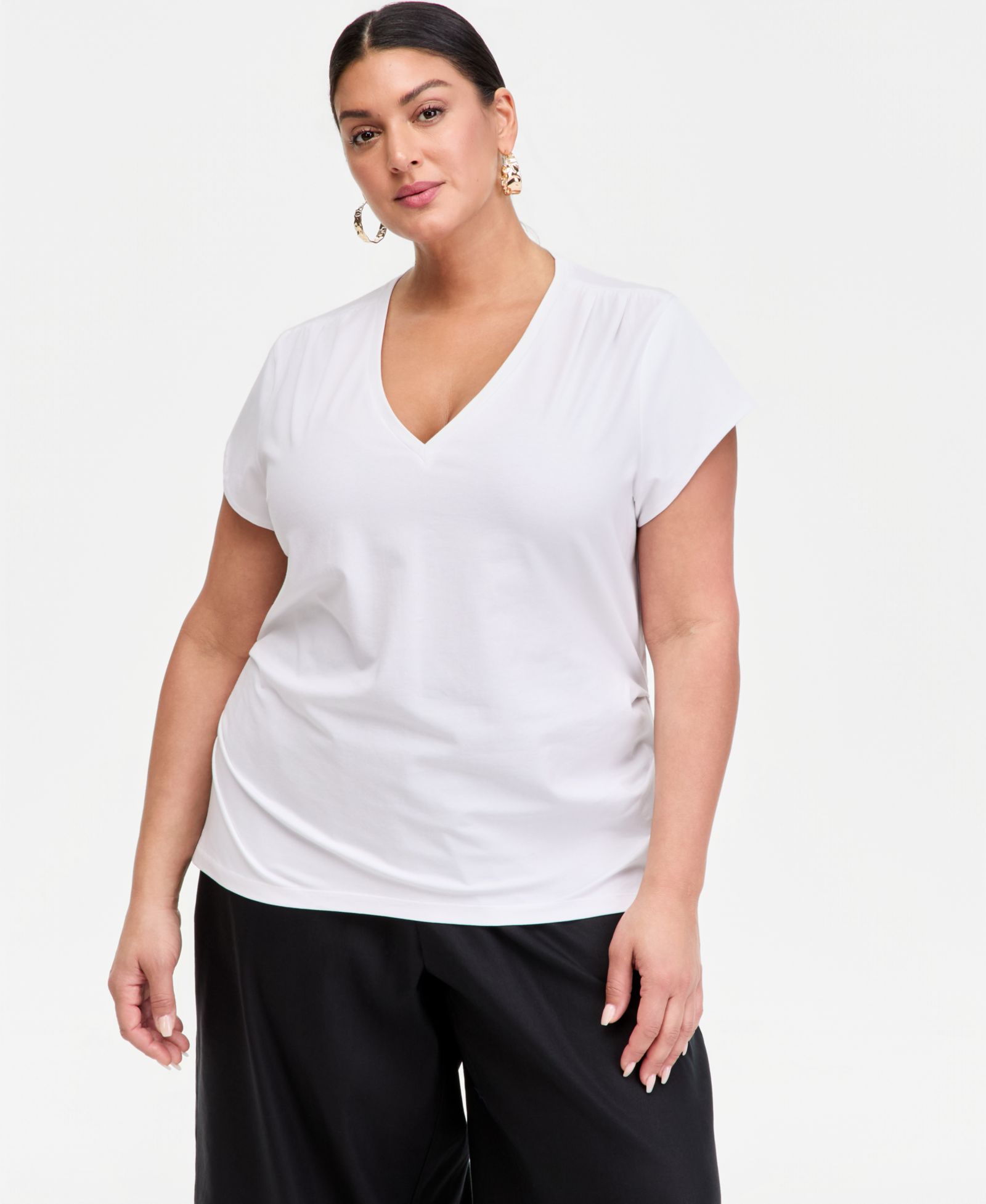 I.N.C. International Concepts Plus Size Cap-Sleeve V-Neck T-Shirt, Macy's Exclusive