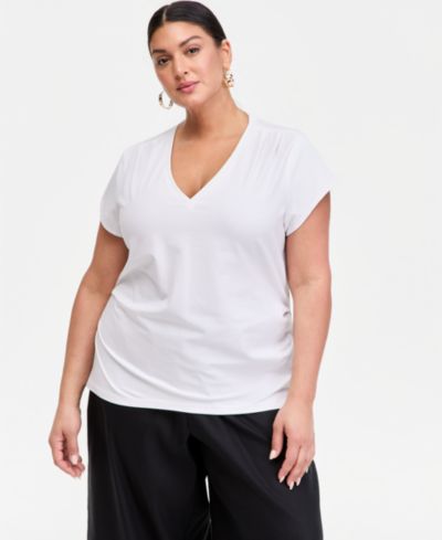 Женская футболка I.N.C. International Concepts Plus Size Cap-Sleeve V-Neck