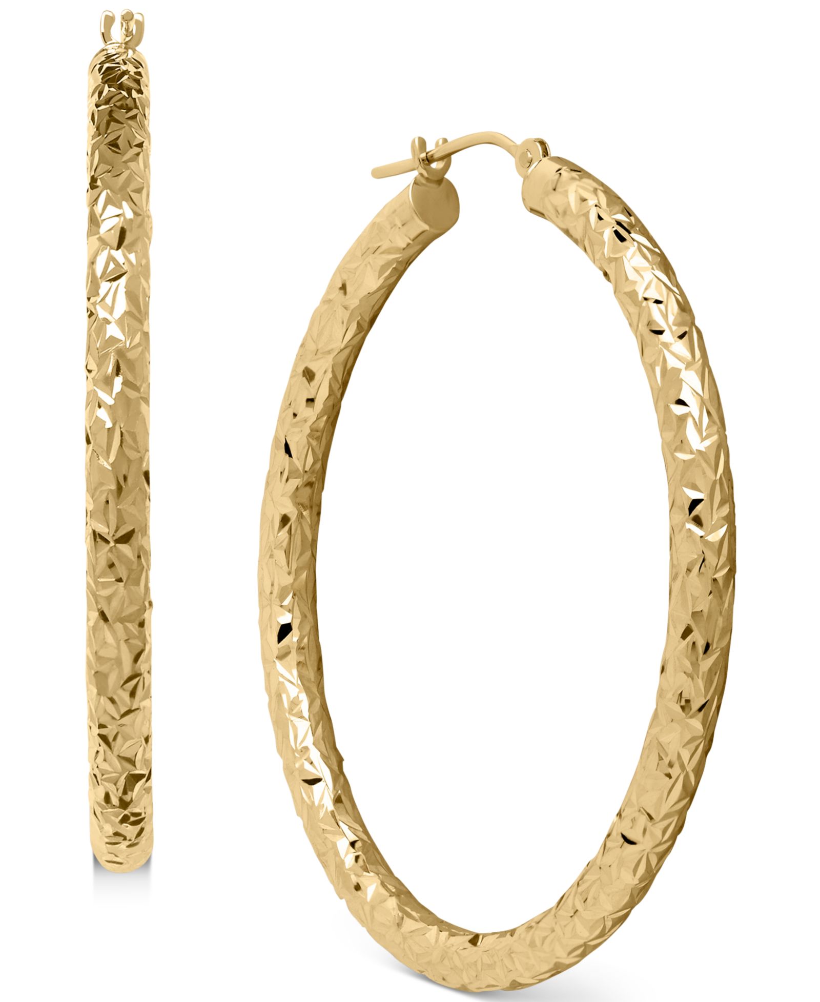 Серьги-кольцо с алмазной огранкой 14k Gold