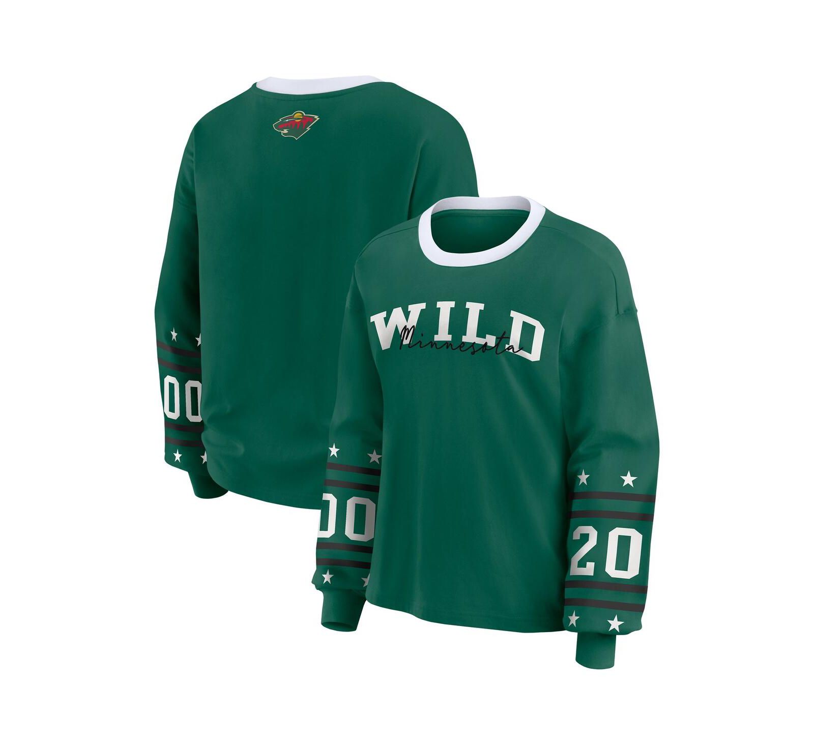 WEAR by Erin Andrews Женский Green Minnesota Wild Long-Sleeve Sport T-Shirt