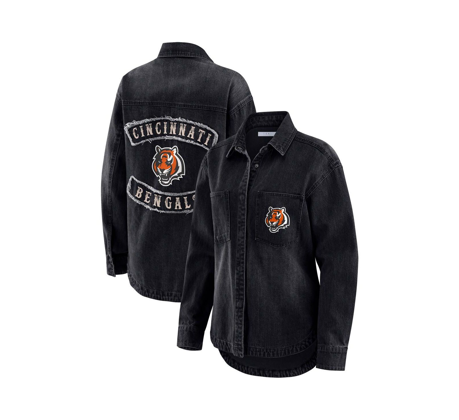 WEAR by Erin Andrews Женская джинсовая рубашка-шакет Cincinnati Bengals Black Oversized