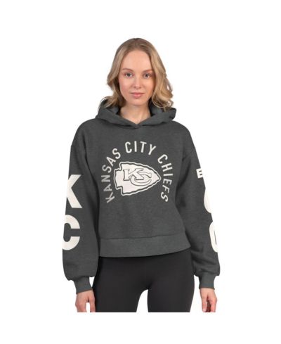 Женское флисовое худи кропed от Starter, цвет Heather Charcoal, Kansas City Chiefs Star Player