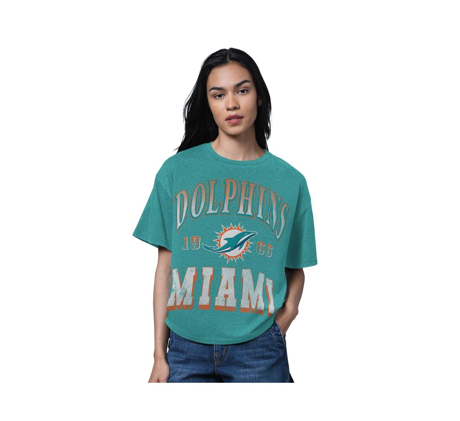 Женская оверсайз футболка Starter Heather Aqua Miami Dolphins Hall of Fame