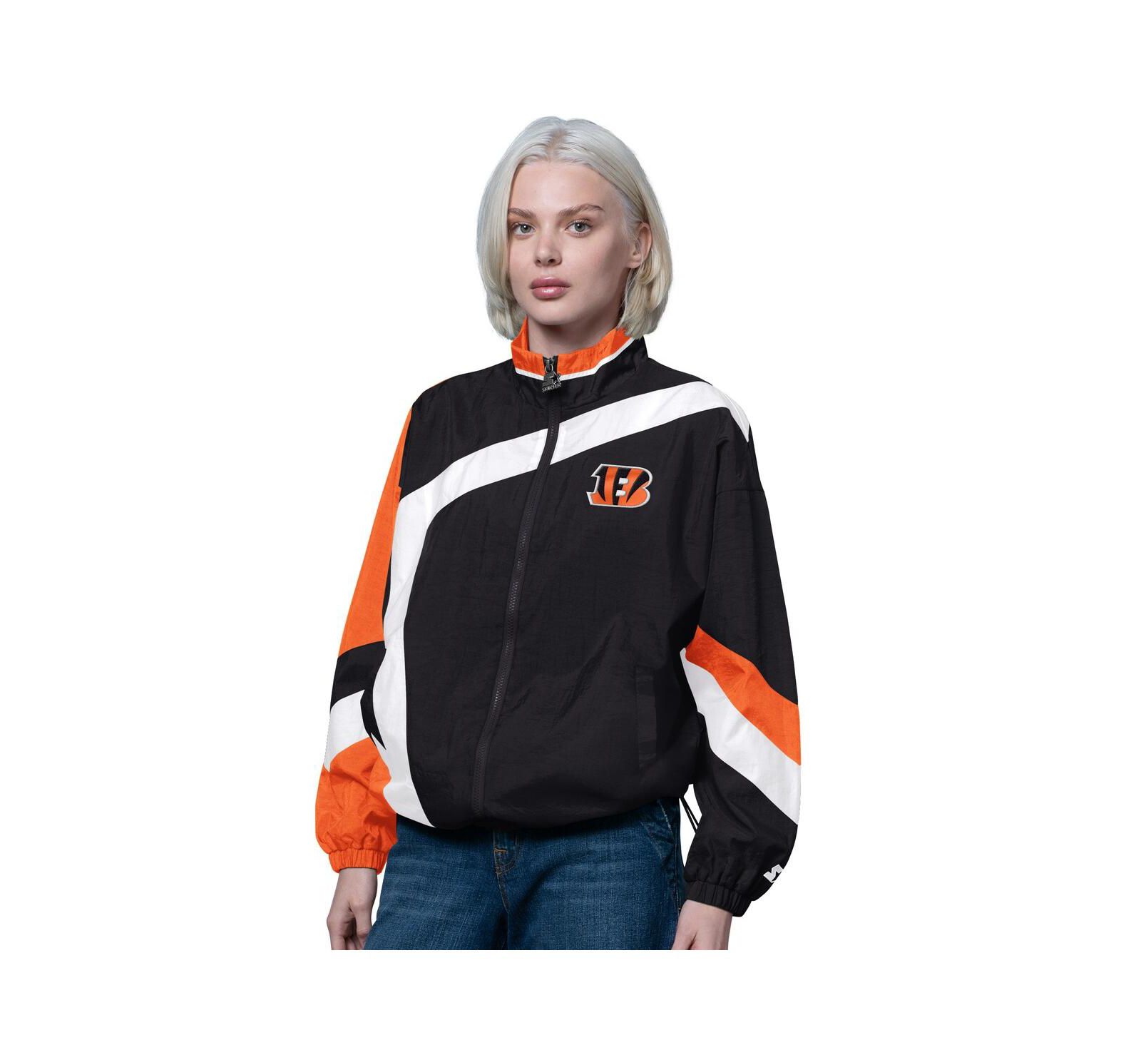 Starter Women's Black/Orange Cincinnati Bengals 1st Quarter Full-Zip Windbreaker Jacket