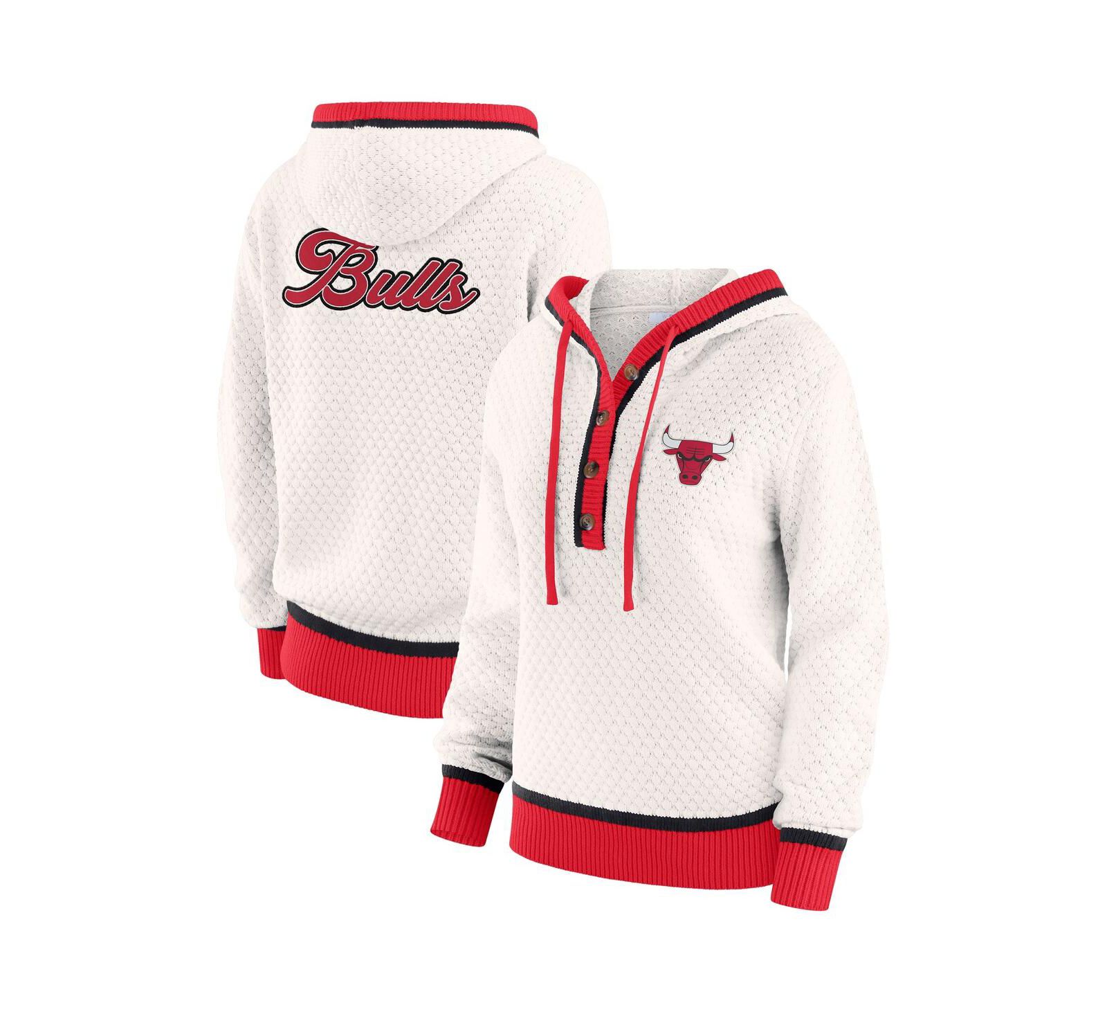 Женский белый худи-свитшот WEAR by Erin Andrews Chicago Bulls Plus Size