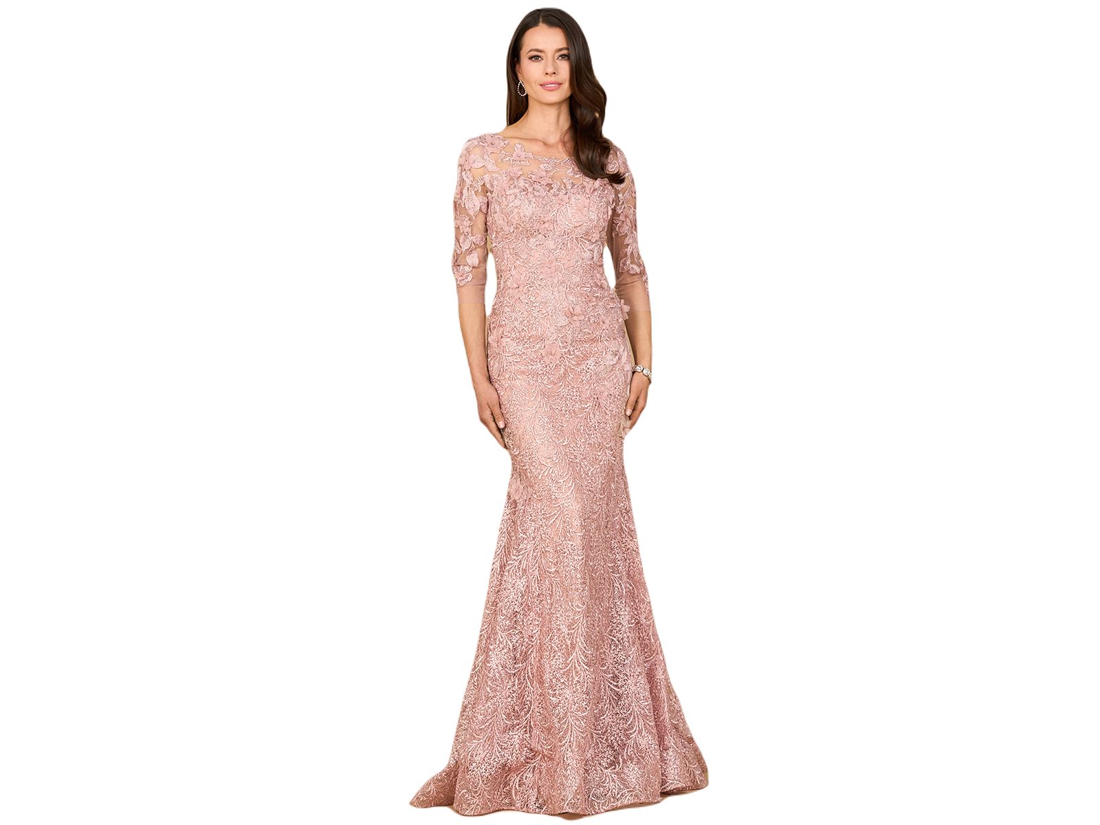 Lara Women's Short Sleeve Lace Mermaid Gown