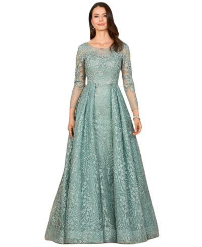 Lara Women's Long Sleeve Gown with Overskirt