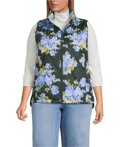 Lands' End Plus Size Print FeatherFree стеганый утепленный жилет