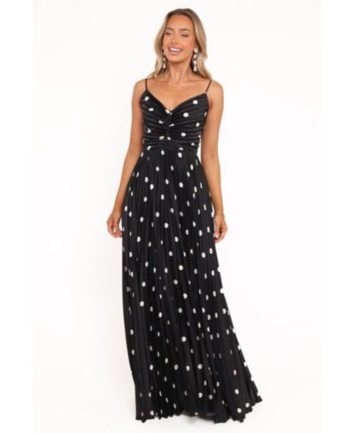 Женское платье Petal and Pup Naira Pleated Maxi - Black Polka Dot