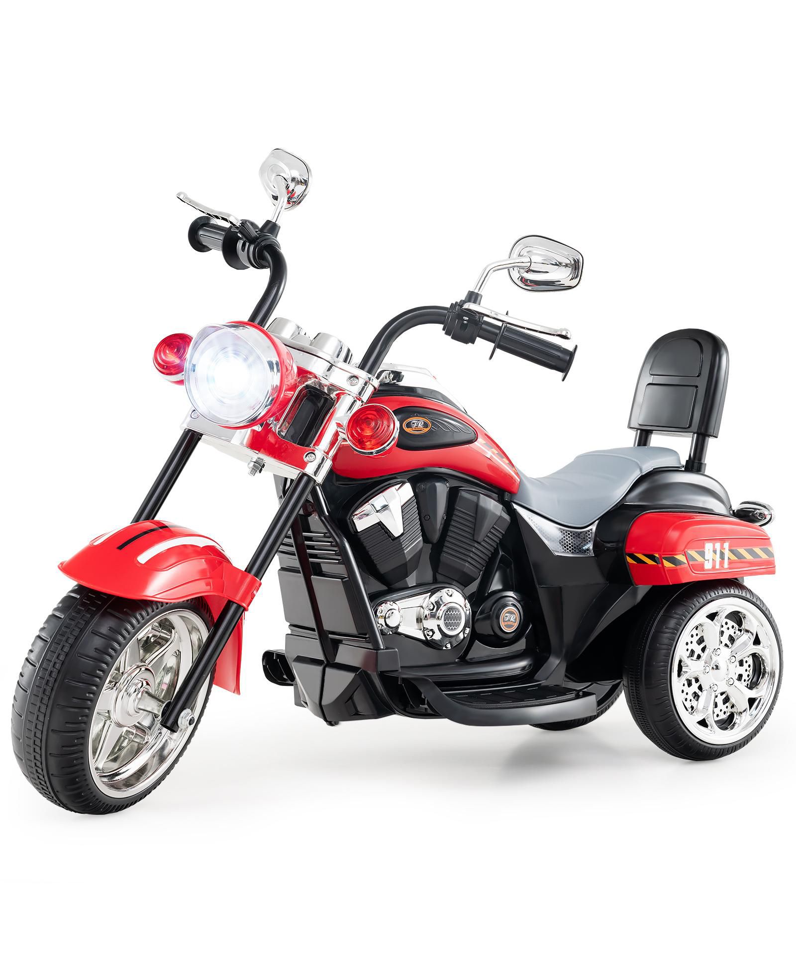 Детский электромотоцикл Gymax 6V 3-Wheel Ride On с регулируемой фарой
