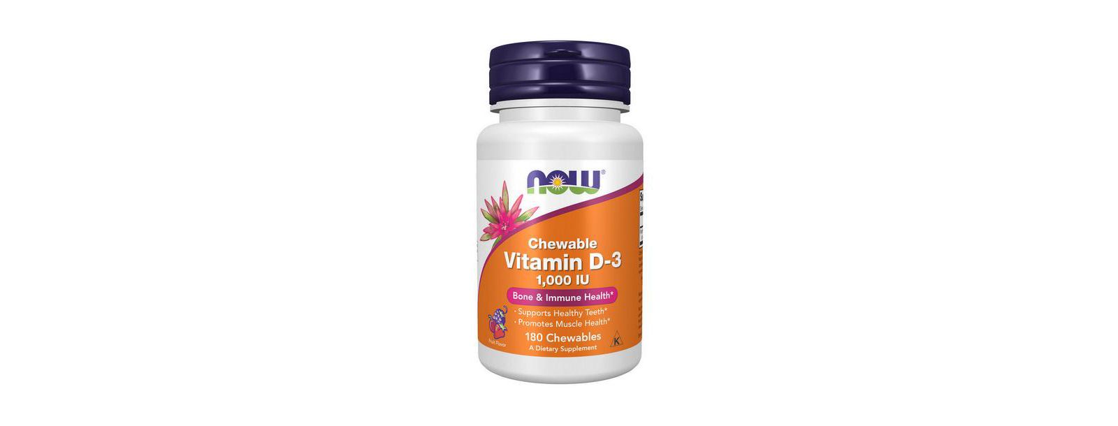 NOW Foods Vitamin D-3, 1000 IU, 180 Chewables витамины в форме жевательных таблеток