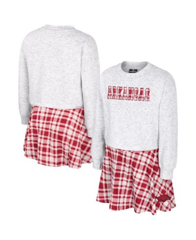 Детский комплект из юбки и топа в клетку Colosseum Arkansas Razorbacks серого цвета