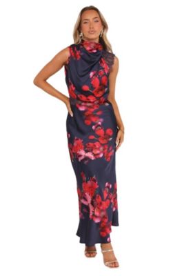 Женское макси-платье Petal and Pup Anabelle Halter Neck Lace - Navy Floral