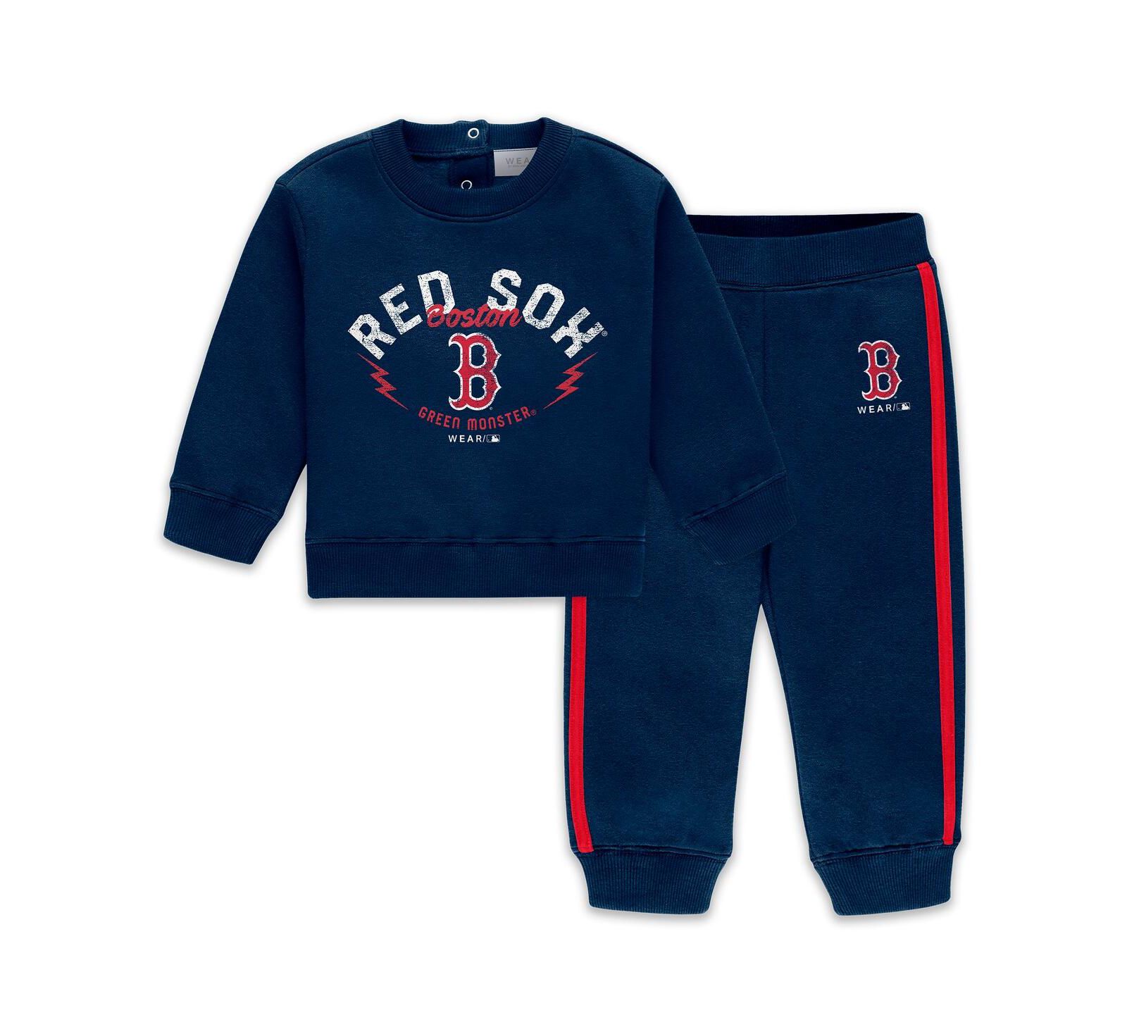 Детский комплект WEAR by Erin Andrews Newborn 2-Piece Navy Boston Red Sox Fleece Crewneck и брюки