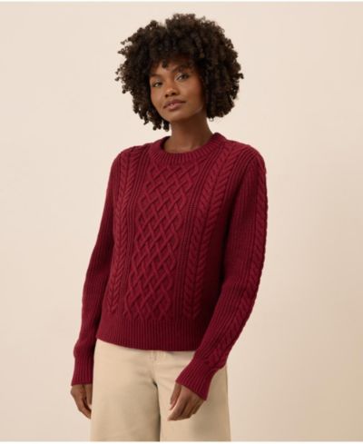 Pact Women's Cable Knit Crew Sweater