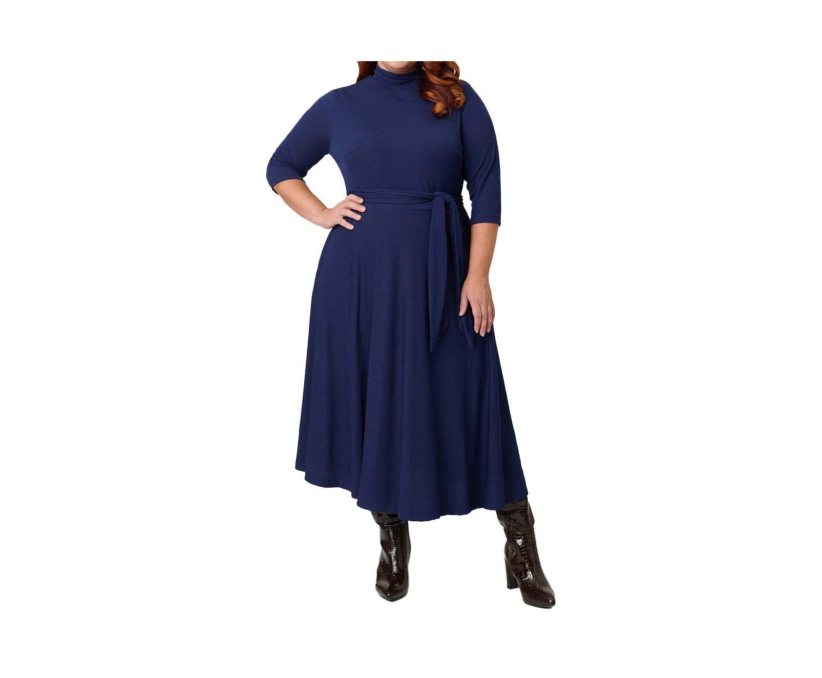 Миди-платье Unique Vintage Plus Size 1950s с воротником-стойкой
