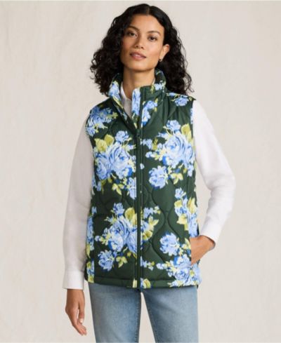 Lands' End Women's Print FeatherFree Quilted Insulated Vest