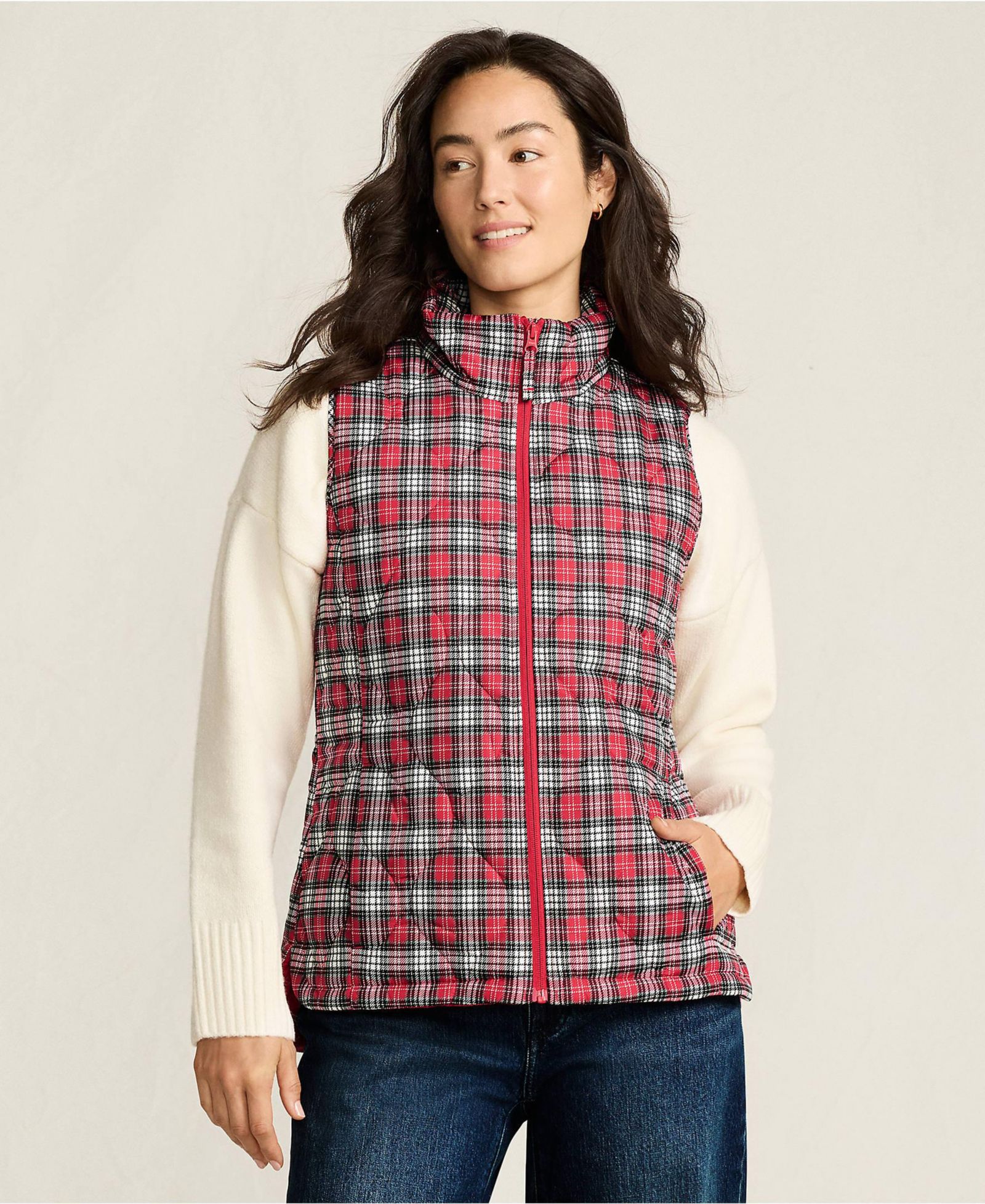 Lands' End Women's Print FeatherFree Quilted Insulated Vest