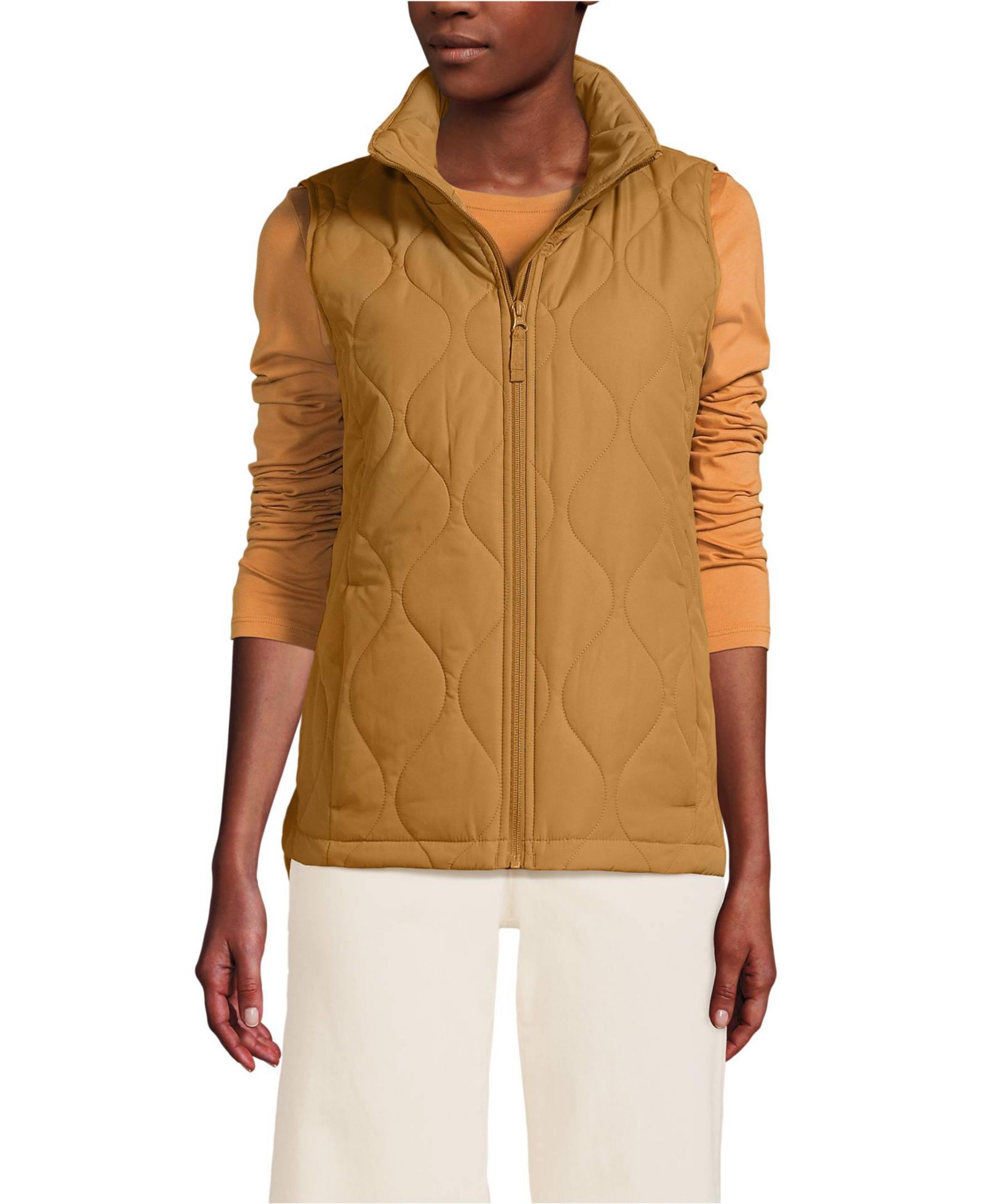 Lands' End Женский стеганый утепленный жилет FeatherFree
