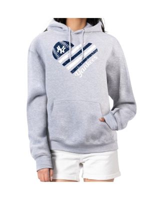 Женское худи G-III 4Her by Carl Banks Heather Gray New York Yankees Heart Fleece Pullover