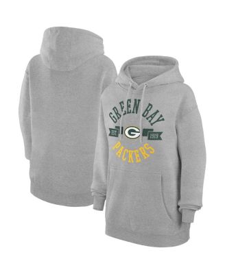 G-III 4Her by Carl Banks Women's Heather Gray Green Bay Packers City Graphic Team Fleece Pullover Hoodie