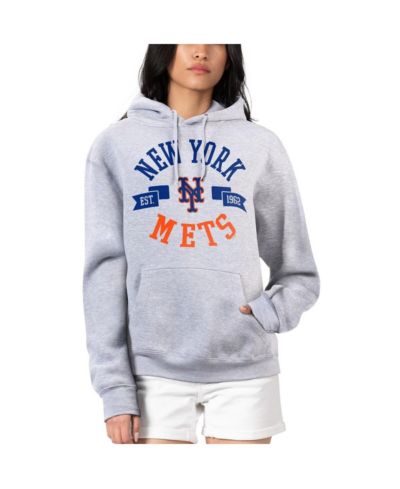 G-III 4Her by Carl Banks Women's Heather Gray New York Mets City Graphic Pullover Hoodie
