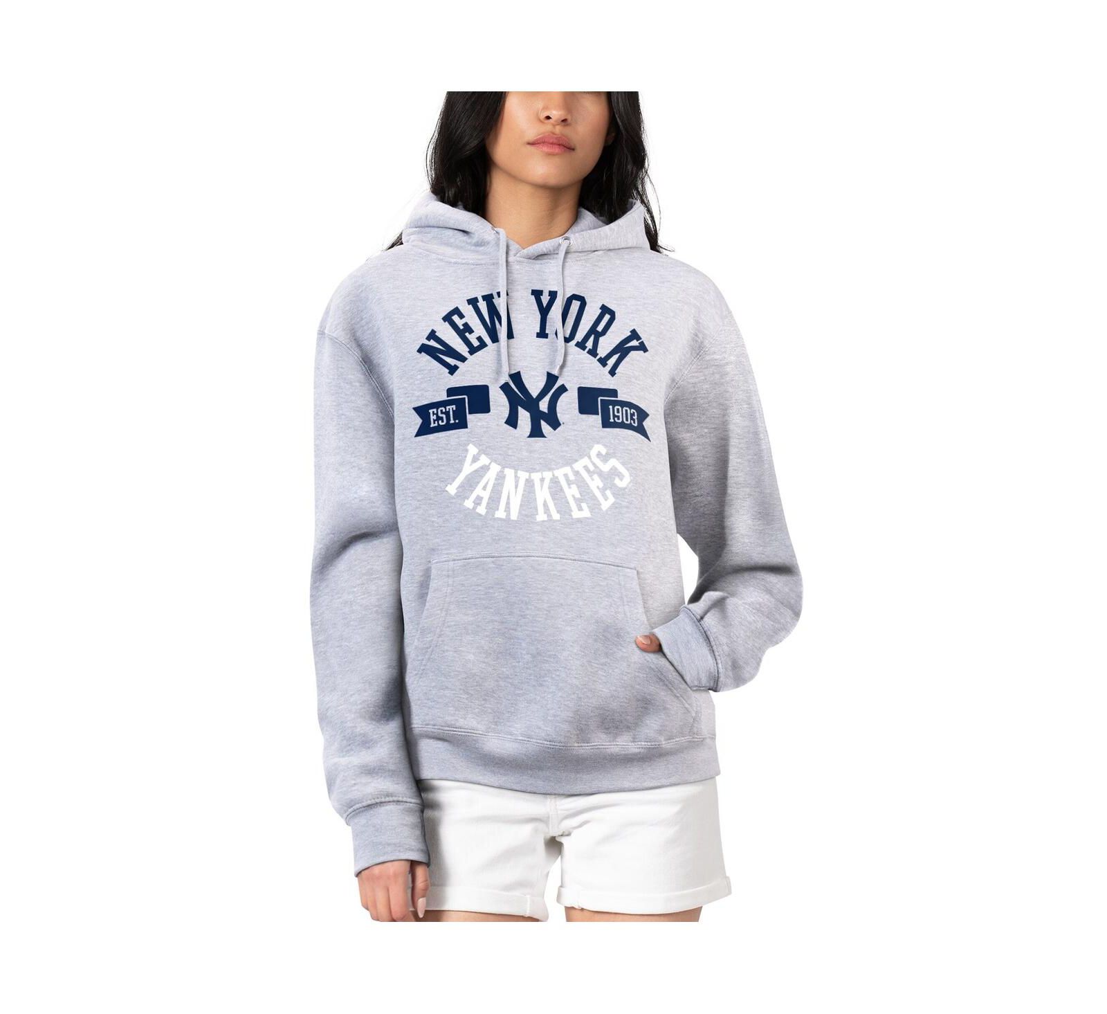 Женский свитшот G-III 4Her by Carl Banks Heather Gray New York Yankees City Graphic Pullover Hoodie