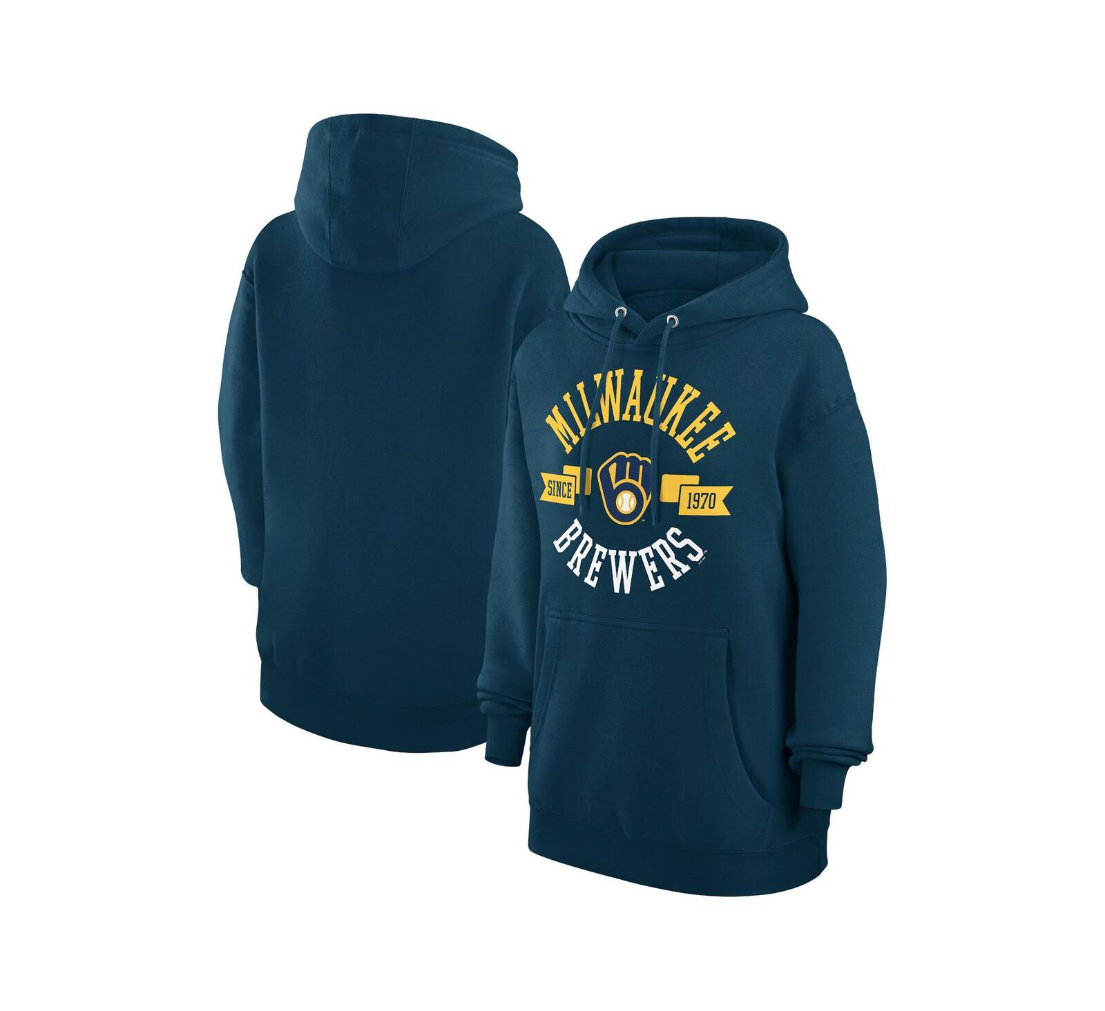 Мужское худи G-III 4Her by Carl Banks Navy Milwaukee Brewers City Graphic Pullover