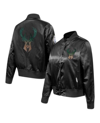 Женская атласная куртка Pro Standard Black Milwaukee Bucks с пайетками на кнопках