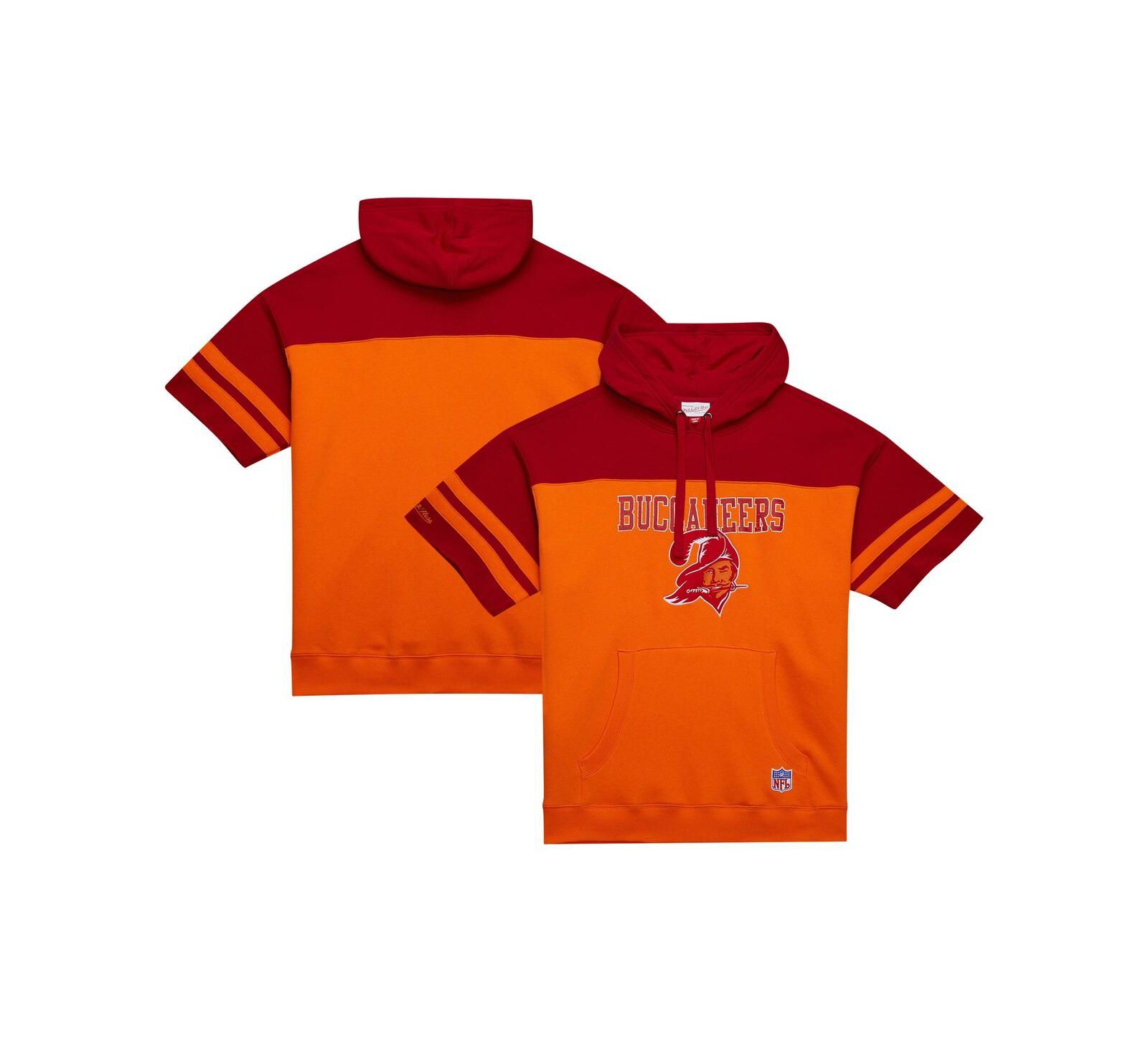 Мужское худи Mitchell & Ness Tampa Bay Buccaneers Off Field Vintage Logo Short Sleeve Pullover