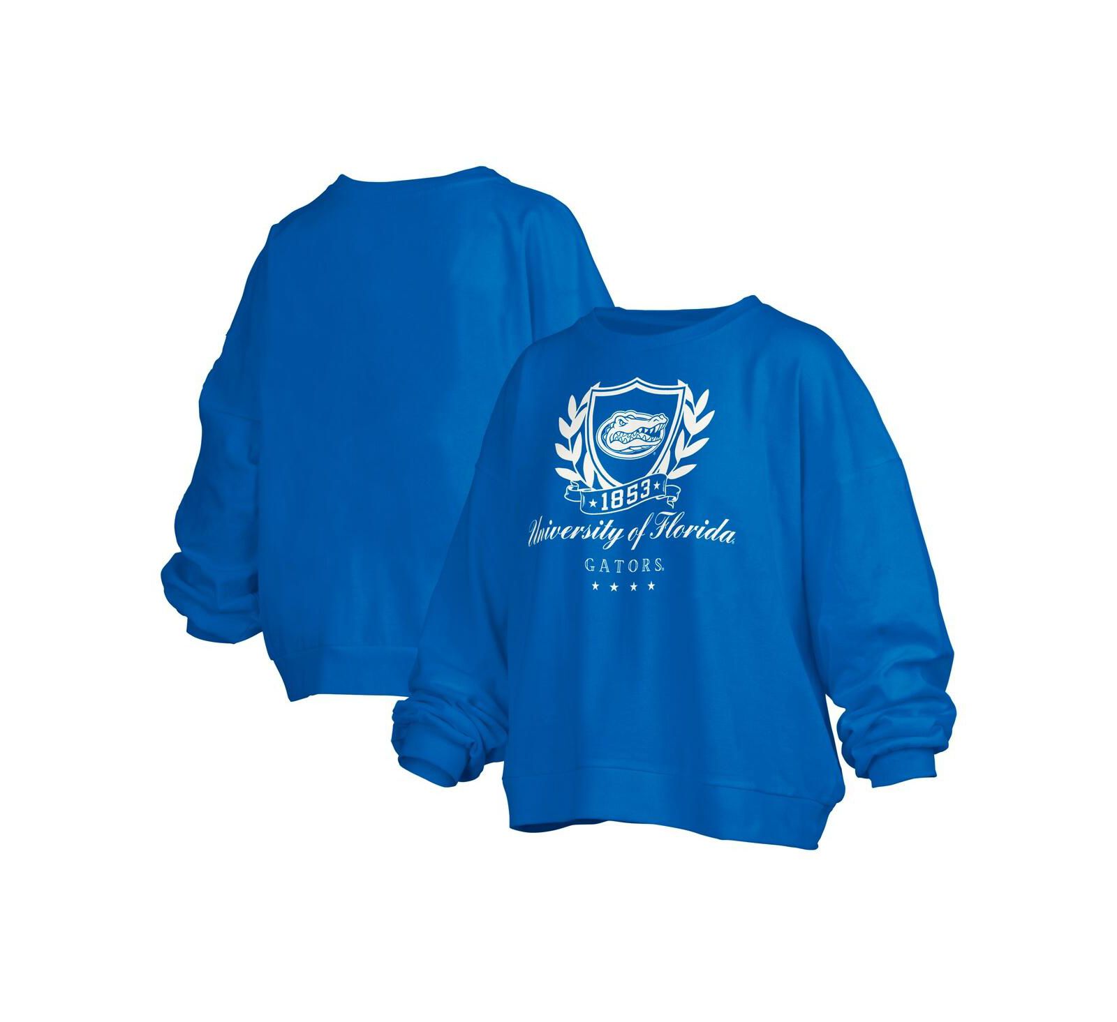 Женская безразмерная толстовка Pressbox Royal Florida Gators Big Aug Script Janice Oversized Pullover Sweatshirt
