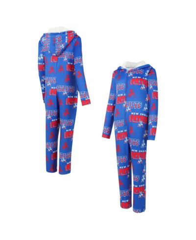 Concepts Sport Women's Royal New England Patriots Roadway Allover Print Microfleece Full-Zip Union Suit