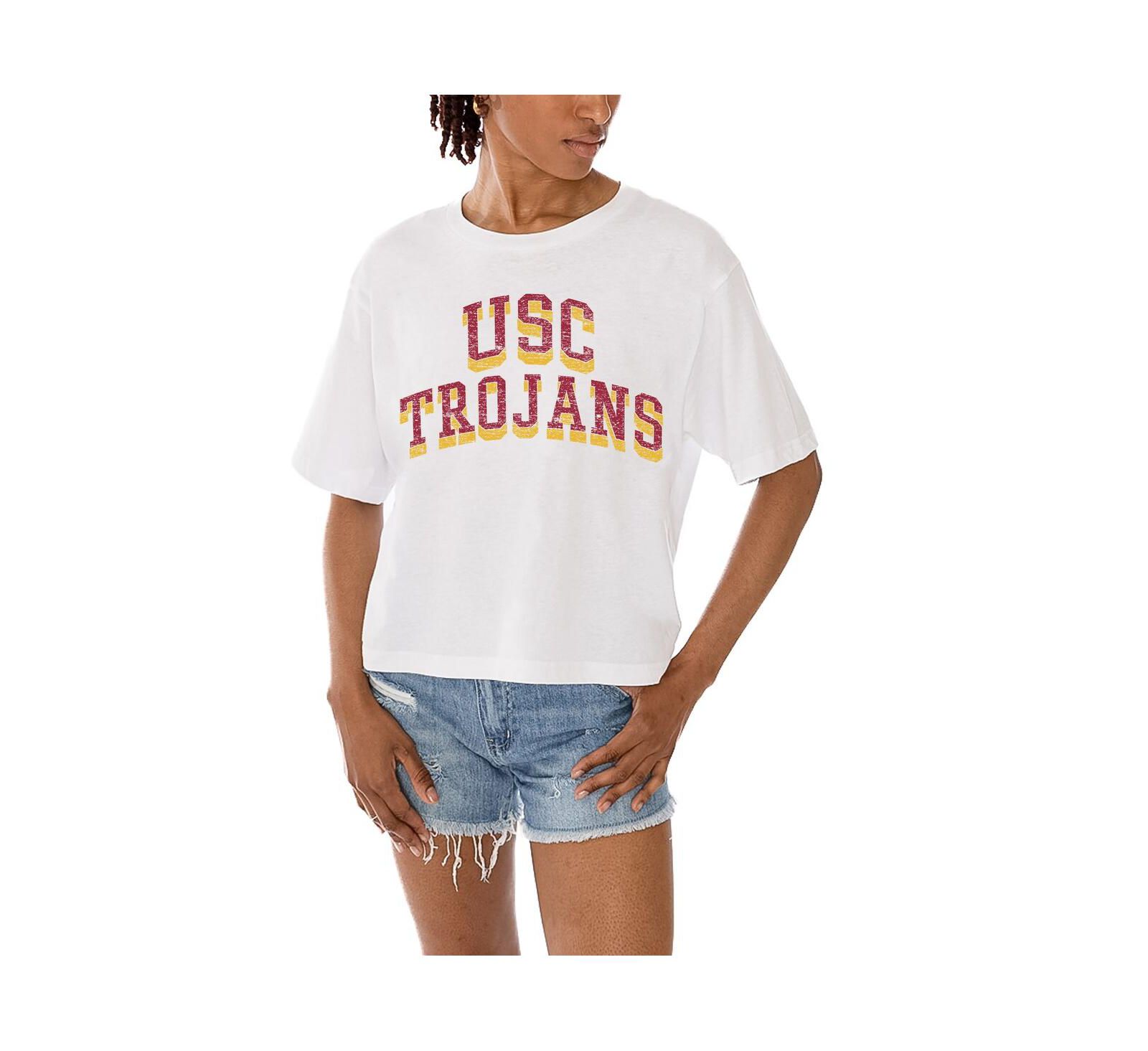 Gameday Couture Женская укороченная футболка Boxy Cropped White USC Trojans Claim To Fame