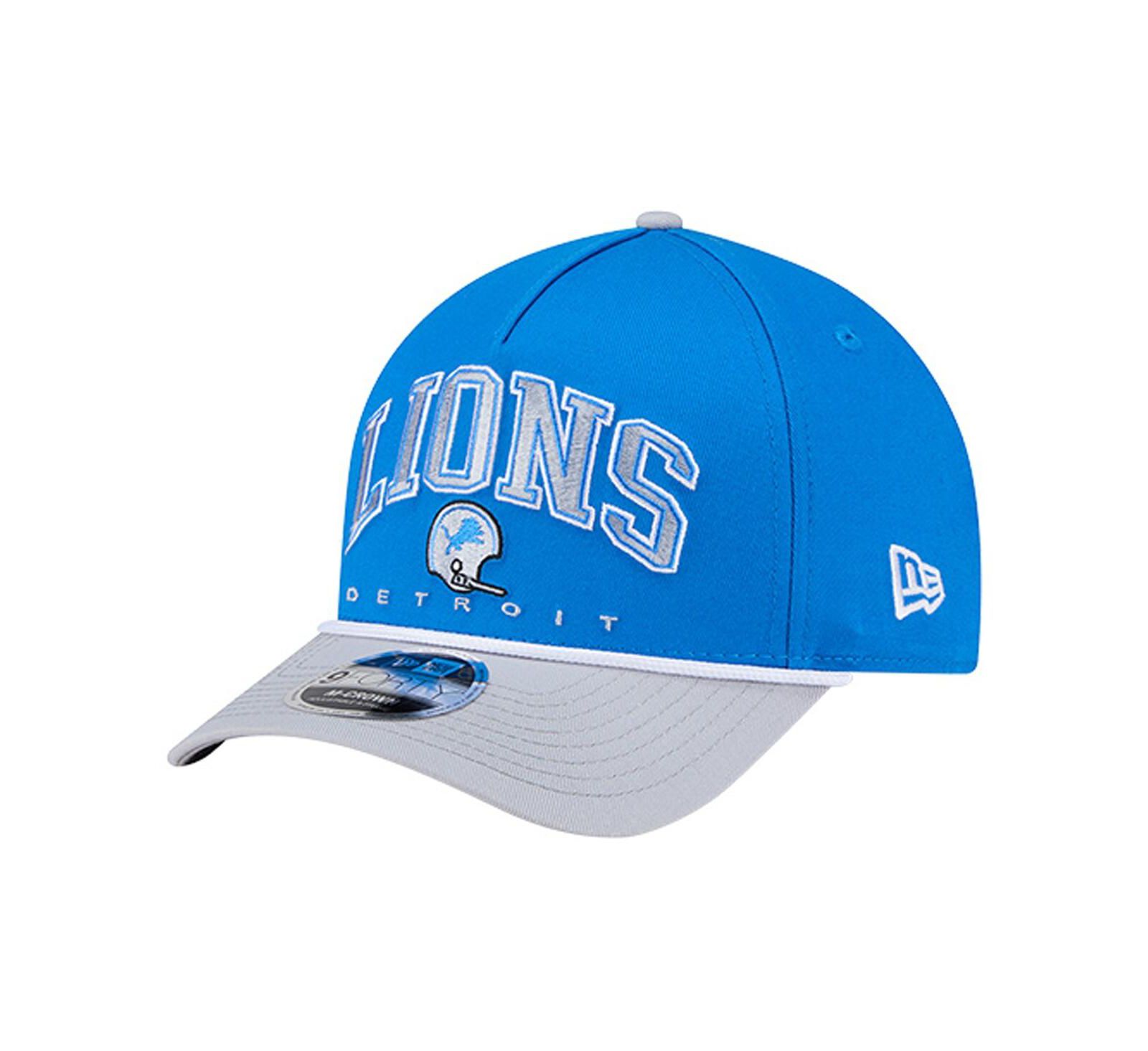 Мужская кепка New Era Blue Detroit Lions Throwback Arch 9FORTY A-Frame Adjustable