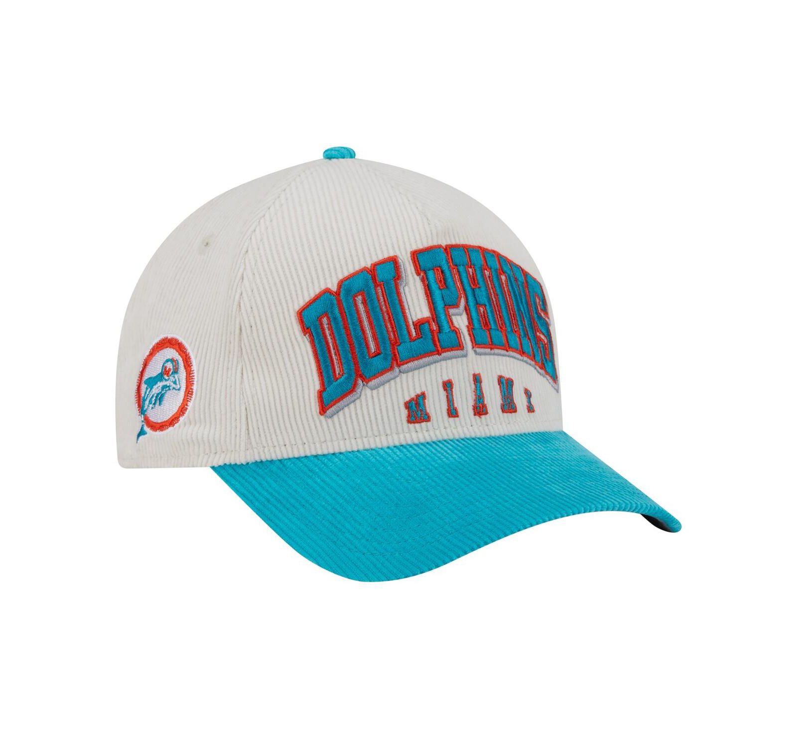 New Era Мужская кепка 9FORTY A-Frame из вельвета Miami Dolphins Cream/Aqua