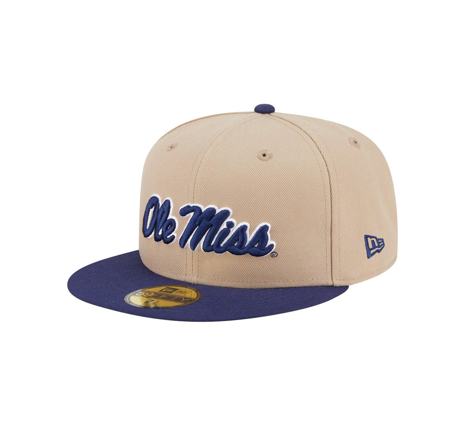 Мужская кепка New Era Khaki Ole Miss Rebels Two-Tone 59FIFTY Fitted